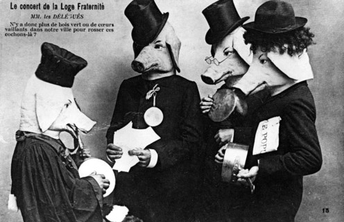 French anti-masonic postcard, 20th century. Artist: Unknown