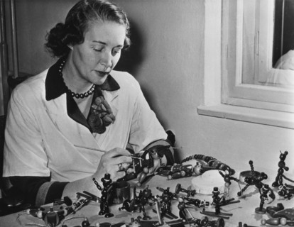Wooden toys being finished in Vienna, Austria, bound for America, 1952. Artist: Unknown