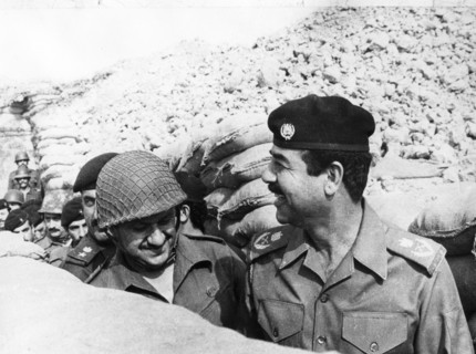 Saddam Hussein inspecting the Basra front, Iraq, 1986. Artist: Unknown