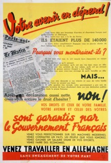 French workers for Germany poster, c1942-c1944. Artist: Unknown