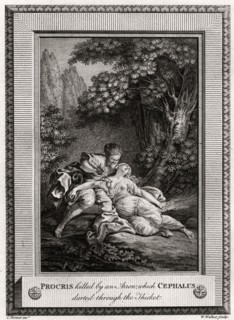 'Procris Killed by an arrow which Cephalus darted through the thicket', 1775. Artist: W Walker