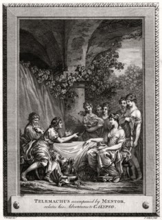 'Telemachus accompanied by Mentor, relates his Adventures to Calypso', 1774. Artist: J Collyer