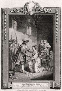 'Lady Elizabeth Grey, petitioning Edward IV to restore her lands', 15th century, (1777).  Creator: Charles Grignion.
