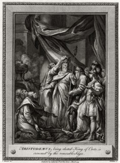 'Aristodemus, being elected King of Crete, is crowned by the venerable Sages', 1777. Artist: W Walker