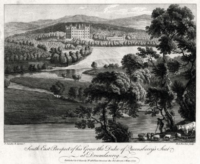 'South East Prospect of his Grace the Duke of Queensberry's seat at Drumlanrig', Scotland, 1775. Artist: Michael Angelo Rooker