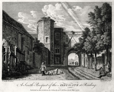 'A South Prospect of the Abby-Gate at Reading', Berkshire, 1775. Artist: Michael Angelo Rooker