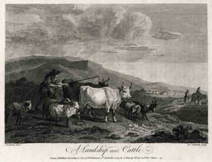 'A Landskip and Cattle', 1774.   Creator: James Roberts.