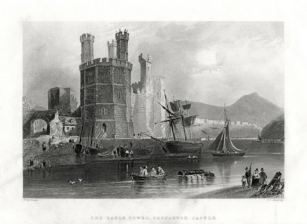 The Eagle Tower, Carnarvon Castle, Caernarfon, North Wales, 1860. Artist: JC Armytage