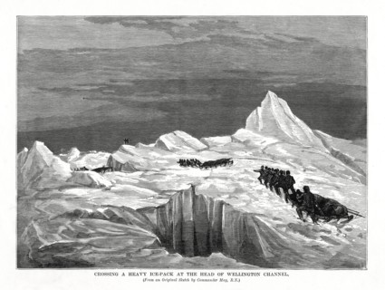 'Crossing a Heavy Ice-Pack at the Head of Wellington Channel', 1877. Artist: Unknown