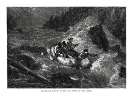 'Birch-bark Canoes on the Red River of the North', United States, 1877. Artist: Unknown