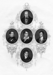 Sir Walter Scott, Thomas Moore, Lord Byron, Robert Burns, Thomas Campbell, 1877. Artist: Unknown