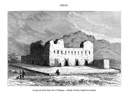 The Temple of the Sun on the island of Titicaca, Peru, 19th century. Artist: Edouard Riou