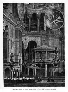 'The Interior of the Mosque of Santa Sophia, Constantinople', Turkey, 19th century. Artist: Unknown