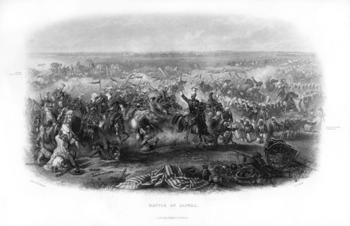 The Battle of Aliwal, 19th century.Artist: JJ Crew