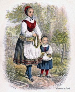 'Two German Girls with Baskets of Flowers', 1809.Artist: W Dickes