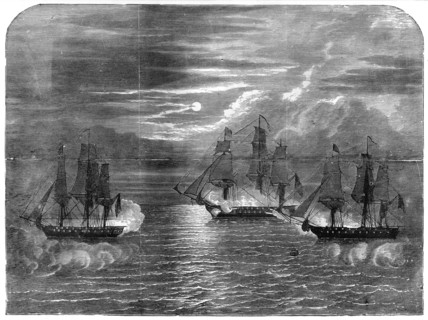 The 'USS Constitution' capturing the 'Cyane' and 'Levant', 1815, (1872). Artist: Unknown