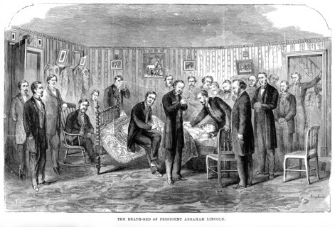 'The Death-bed of President Abraham Lincoln', 1865, (1872). Artist: Unknown