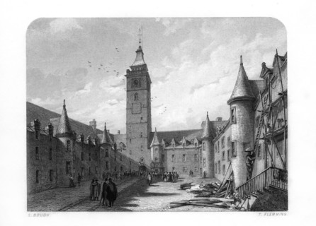 The inner court of the University of Glasgow, Scotland, 1870.Artist: T Flemming