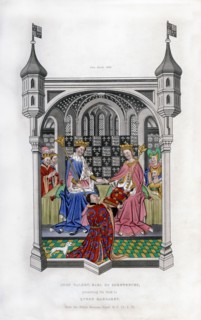 The Earl of Shrewsbury presenting his book to Queen Margaret, c1445, (1843).Artist: Henry Shaw