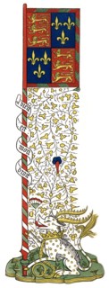 Banner of the arms of England and France, quartered, c1445, (1843).Artist: Henry Shaw