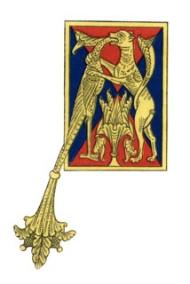 Initial letter 'A', 12th century, (1843).Artist: Henry Shaw