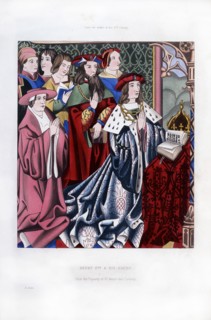 Henry VI and his court, mid-15th century, (1843).Artist: Henry Shaw