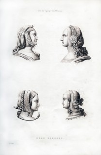 Headdresses, early 16th century, (1843).Artist: Henry Shaw