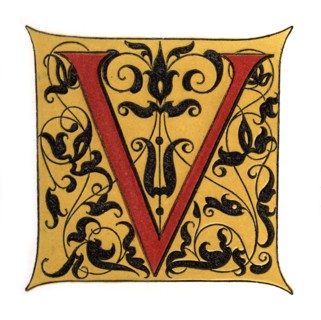 Initial letter 'V', (1843).Artist: Henry Shaw