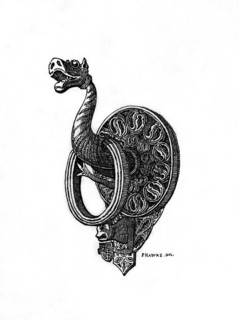 Doorknocker, late 14th century, (1843).Artist: Henry Shaw