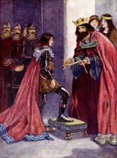 'The King made the Black Prince a Knight of the Order of the Garter', 1348, (1905). Artist: A S Forrest