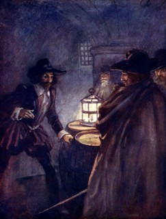 'Stern men with drawn swords closed in upon him', 1605, (1905).Artist: A S Forrest