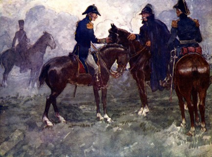 'Not till after the battle did Blucher and Wellington meet', 1815, (1905). Artist: A S Forrest