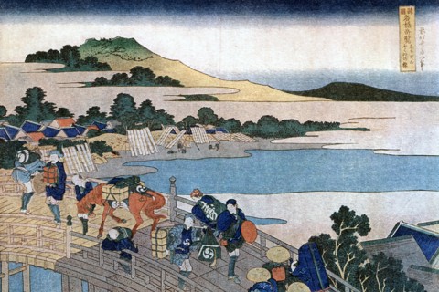 'Fukui Bridge, Province of Echizen', c1785-1849.Artist: Hokusai