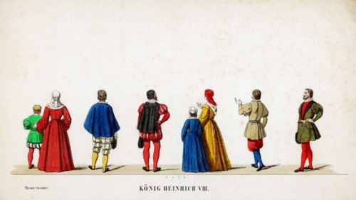 Theatre costume designs for Shakespeare's play, Henry VIII, 19th century. Artist: Unknown
