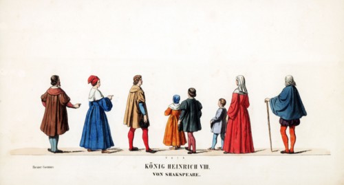 Theatre costume designs for Shakespeare's play, Henry VIII, 19th century. Artist: Unknown