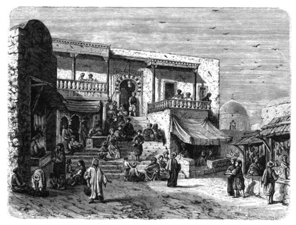 Moorish coffee house at Sidi Bou Said, Tunis, c1890. Artist: Unknown