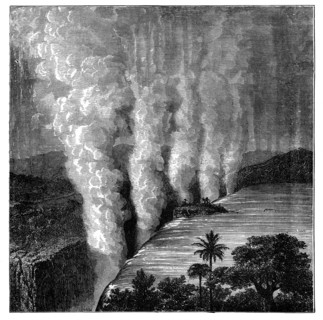 Victoria Falls on the Zambezi River, Africa, c1890. Artist: Unknown