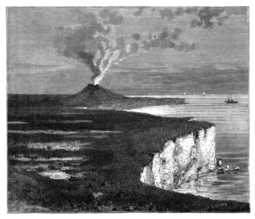 A shield volcano on Reunion island, Indian Ocean, c1890. Artist: Unknown