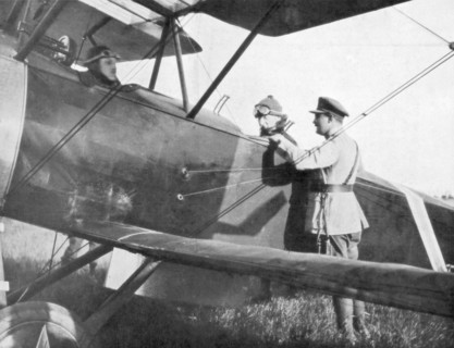 Albert I of Belgium, leaving by plane to visit the lines of the Yser, c1917. Artist: Unknown