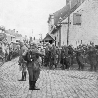 French and Belgian troops, Flanders, c1917. Artist: Unknown