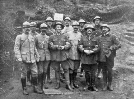 French and English officers at Mount Kemmel near Ypres, Belgium, April 1918. Artist: Unknown