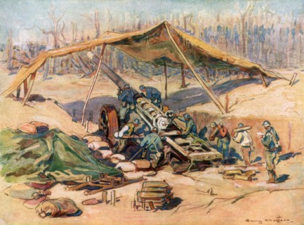 French artillery position, France, 1918, (1926).Artist: Henry Cheffer