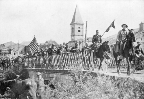 American soldiers entering the village of Nonsard, near Saint-Mihiel, France, 12-15 September 1918. Artist: Unknown