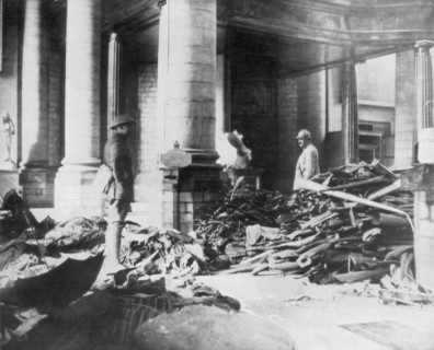 Damage to the interior of Douai church, France, 1918. Artist: Unknown