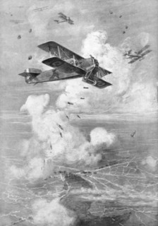 A Breguet French biplane bomber in action, c1917 (1926). Artist: Unknown