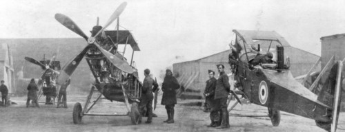 British Royal Flying Corps aircraft under repair, c1916. Artist: Unknown