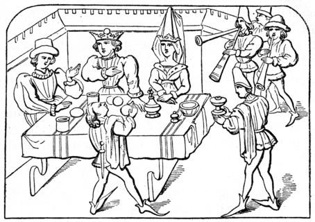 Royal banquet, 15th century, (1910). Artist: Unknown