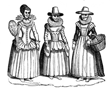 Female costume, 17th century, (1910). Artist: Unknown