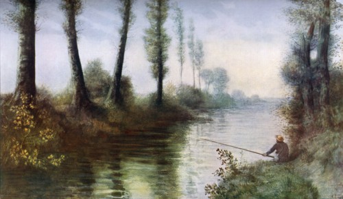 'A Canal with a Fisherman', c1857-1911, (1912).Artist: Alphonse Legros