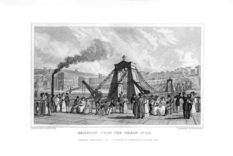 Brighton, from the Chain Pier, East Sussex, 1829.Artist: WJ Cooke